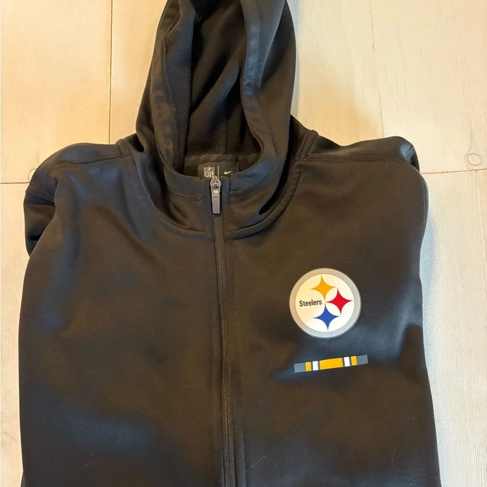 Pittsburgh Steelers NFL Nike Kids XL Black Zip Up Hoodie Hooded Sweatshirt - Picture 4 of 12